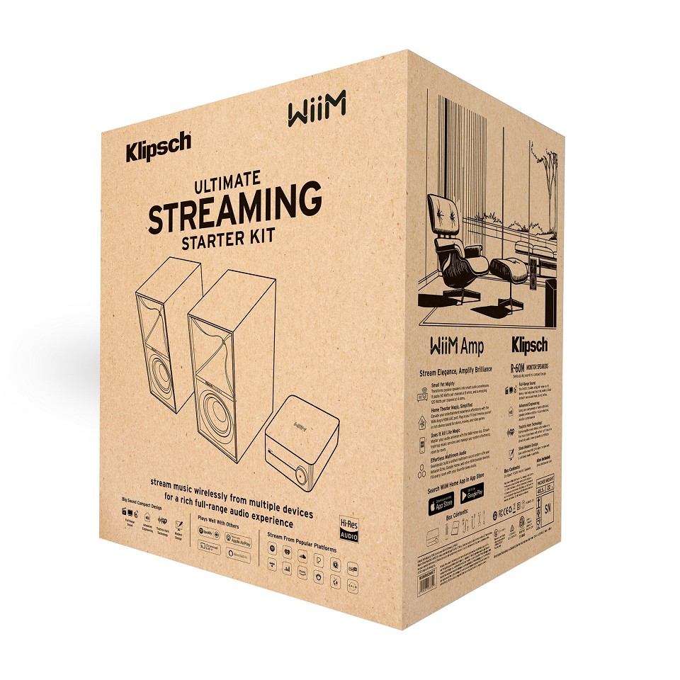 Klipsch WiiM Amp, R60M and Ultralink Speaker Bundle (WIIMR60MKIT)