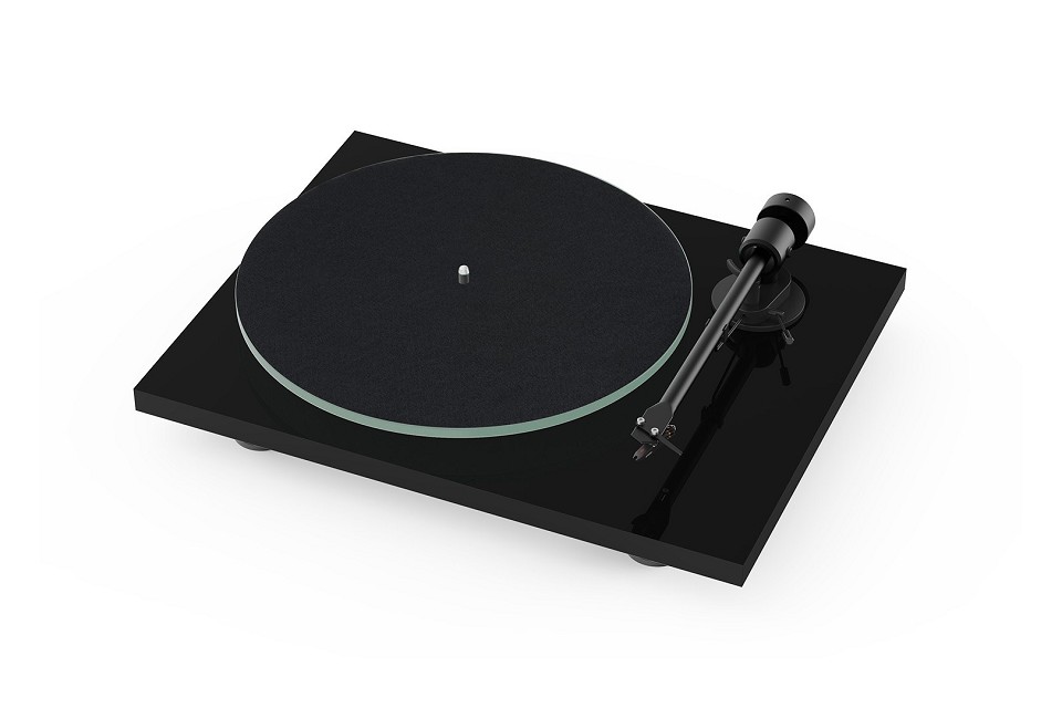 Pro-Ject T1 EVO Phono Manual belt-drive turntable with built-in phono preamp and pre-mounted Ortofon OM10 cartridge (Gloss Black)