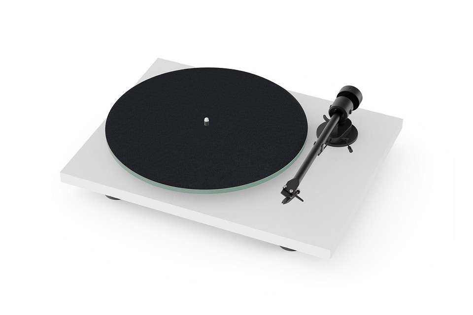 Pro-Ject T1 EVO Phono Manual belt-drive turntable with built-in phono preamp and pre-mounted Ortofon OM10 cartridge (Satin White)